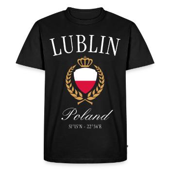 Couronne des armoiries de Lublin, Pologne, souvenir de voyage - T-shirt Premium bio Homme - noir - Devant - Nico (187cm)
