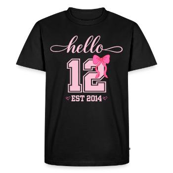 Bonjour naissance de la fille Coquette Bow 12 Est 2014 - T-shirt Premium bio Homme - noir - Devant - Nico (187cm)