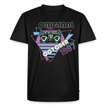 Vintage 1987 35 Cadeau Anniversaire Rétro Cassette - T-shirt Premium bio Homme - noir - Devant - Nico (187cm)
