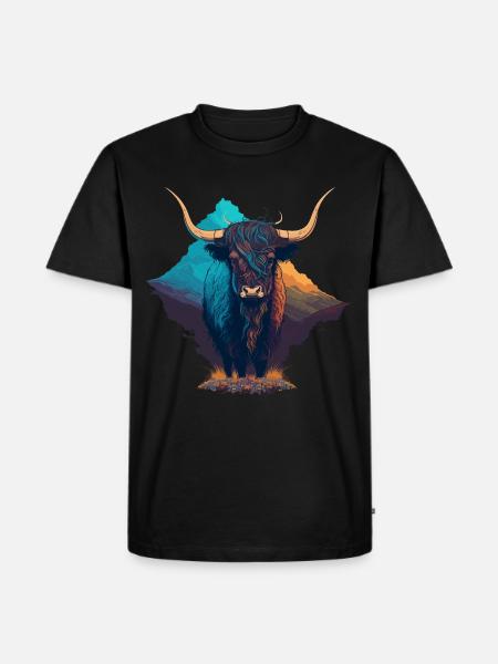 Bunte Yak - Männer Premium Bio T-Shirt - Schwarz