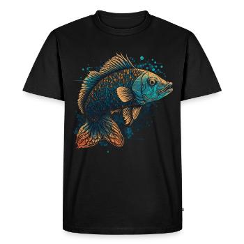 Œuvre d’art sur les poissons - T-shirt Premium bio Homme - noir - Devant - Nico (187cm)