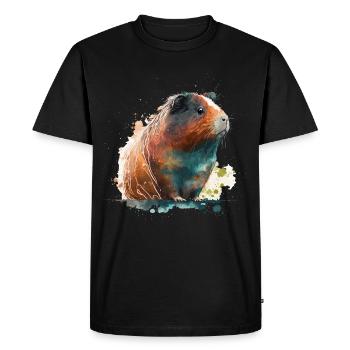 cochon d’Inde aquarelle - T-shirt Premium bio Homme - noir - Devant - Nico (187cm)