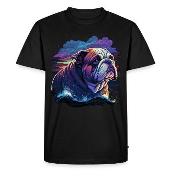 Bulldog on Water - Men's Premium Organic T-Shirt - black - Front - Nico (187cm)