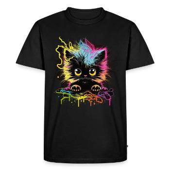 Chat coloré - T-shirt Premium bio Homme - noir - Devant - Nico (187cm)
