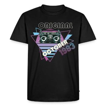 Vintage 1983 39 Cadeau Anniversaire Rétro Cassette - T-shirt Premium bio Homme - noir - Devant - Nico (187cm)