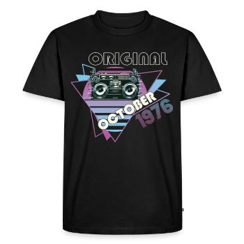 Vintage 1976 Cadeau d’anniversaire Cassette Rétro - T-shirt Premium bio Homme - noir - Devant - Nico (187cm)