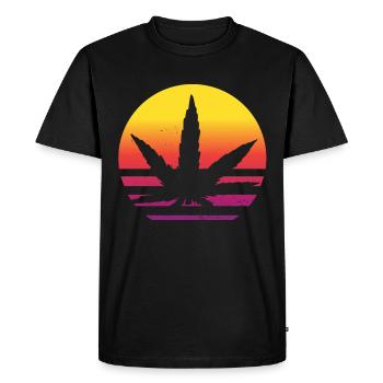 Cannabis leaf Retro Sunset - Men's Premium Organic T-Shirt - black - Front - Nico (187cm)
