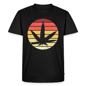 Cannabis leaf Retro Sunset - Men's Premium Organic T-Shirt - black - Front - Nico (187cm)