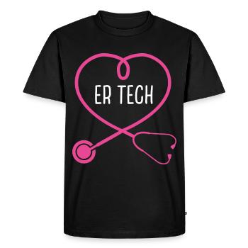Technicien en salle d'urgence Infirmière ER Tech - T-shirt Premium bio Homme - noir - Devant - Nico (187cm)