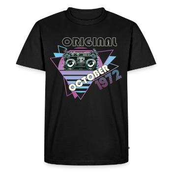Vintage 1972 Cadeau d’anniversaire Cassette Rétro - T-shirt Premium bio Homme - noir - Devant - Nico (187cm)