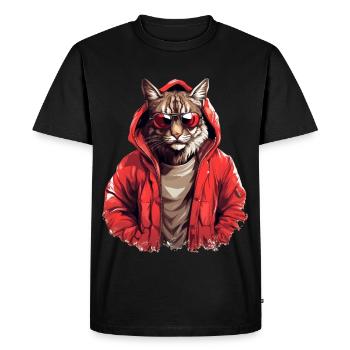 Style de rue lynx | Amoureux du lynx - T-shirt Premium bio Homme - noir - Devant - Nico (187cm)