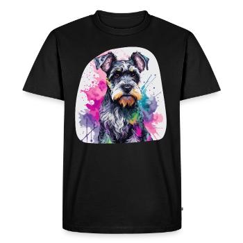 Chien Schnauzer miniature mignon coloré à l’aquarelle - T-shirt Premium bio Homme - noir - Devant - Nico (187cm)