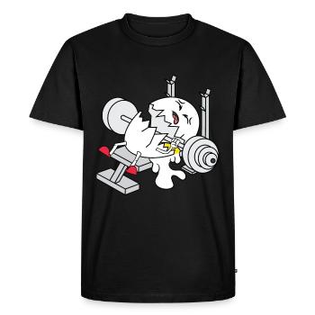 Egg Bench Press Oeuf Crevassé Muscles Gymnase - T-shirt Premium bio Homme - noir - Devant - Nico (187cm)