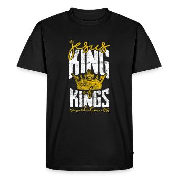 Jésus roi des rois verset biblique - T-shirt Premium bio Homme - noir - Devant - Nico (187cm)