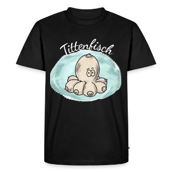 Titty Baise Sexe Drôle Seins Calmars - T-shirt Premium bio Homme - noir - Devant - Nico (187cm)