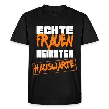 Real Women Marry Caretaker - Men's Premium Organic T-Shirt - black - Front - Nico (187cm)