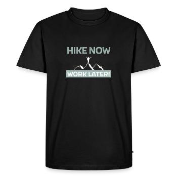 Hike now - work later - Men's Premium Organic T-Shirt - black - Front - Nico (187cm)