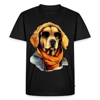 Golden retriever on the streets | Dog lovers - Men's Premium Organic T-Shirt - black - Front - Nico (187cm)