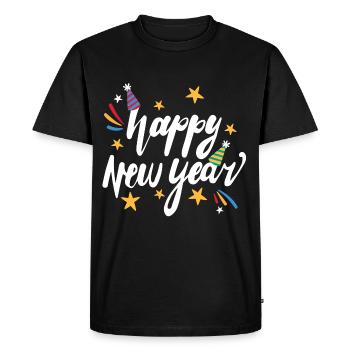 bonne année - T-shirt Premium bio Homme - noir - Devant - Nico (187cm)