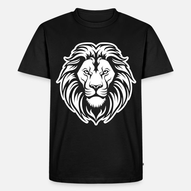 Löwe Kopf - Männer Premium Bio T-Shirt - Schwarz