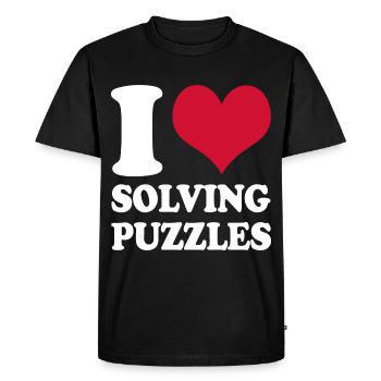 Puzzle I Love Solving Puzzles - Men's Premium Organic T-Shirt - black - Front - Nico (187cm)