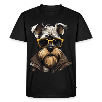 Streetwear Whiskers: style schnauzer miniature - T-shirt Premium bio Homme - noir - Devant - Nico (187cm)