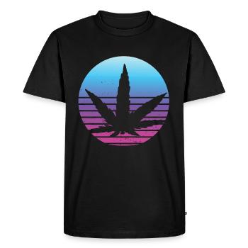 Cannabis leaf Retro Sunset - Men's Premium Organic T-Shirt - black - Front - Nico (187cm)
