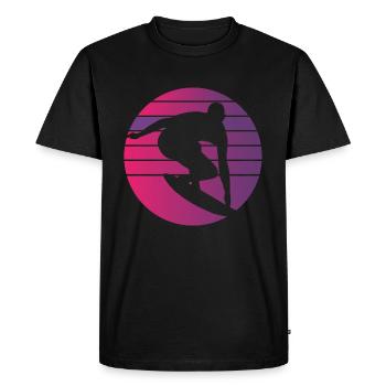 Surfer Rétro Surf Surf Coucher de soleil - T-shirt Premium bio Homme - noir - Devant - Nico (187cm)