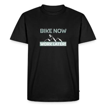 Bike now - work later - Men's Premium Organic T-Shirt - black - Front - Nico (187cm)