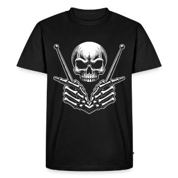 Crâne avec des pilons dans des mains en os - T-shirt Premium bio Homme - noir - Devant - Nico (187cm)