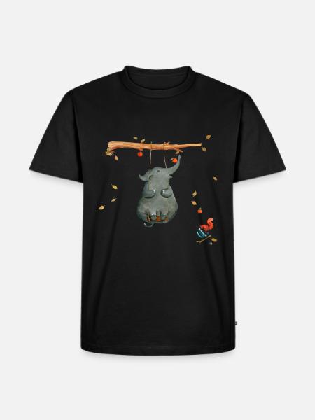 schaukeln mit Eichhörnchen - Männer Premium Bio T-Shirt - Schwarz