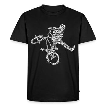 BMX Vélo Stunt Typographie Vélo Homme BMX - T-shirt Premium bio Homme - noir - Devant - Nico (187cm)