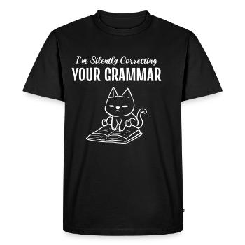 Correction de votre grammaire Tutor Gift - T-shirt Premium bio Homme - noir - Devant - Nico (187cm)