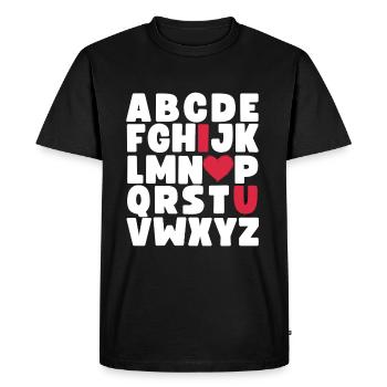 Trk: Alphabet ABC I Love You Valentines Day Heart - T-shirt Premium bio Homme - noir - Devant - Nico (187cm)