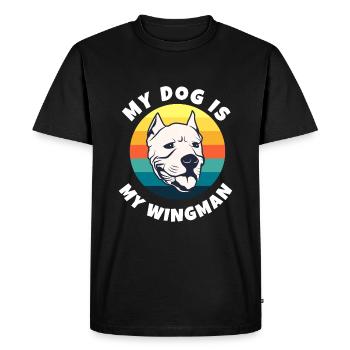 My dog is my wingman saying funny - Men's Premium Organic T-Shirt - black - Front - Nico (187cm)