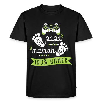 bebe gamer naissance grossesse enceinte gaming - T-shirt Premium bio Homme - noir - Devant - Nico (187cm)