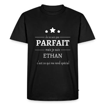 Je suis pas parfait mais je suis Ethan & spécial - T-shirt Premium bio Homme - noir - Devant - Nico (187cm)