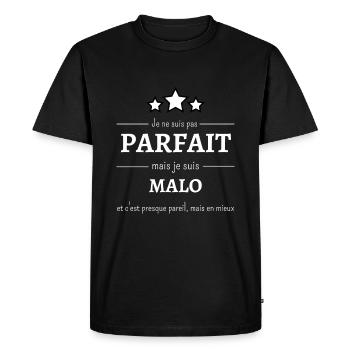 Je ne suis pas parfait mais je suis Malo - T-shirt Premium bio Homme - noir - Devant - Nico (187cm)