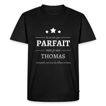 Thomas : L'authenticité des défauts en bonus - T-shirt Premium bio Homme - noir - Devant - Nico (187cm)