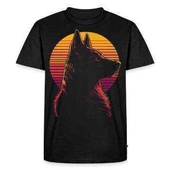 Berger Allemand Silhouette Vintage - T-shirt Premium bio Homme - noir - Devant - Nico (187cm)