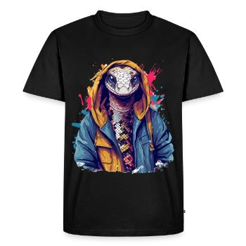 Serpent dans la rue | Serpent de la ville - T-shirt Premium bio Homme - noir - Devant - Nico (187cm)