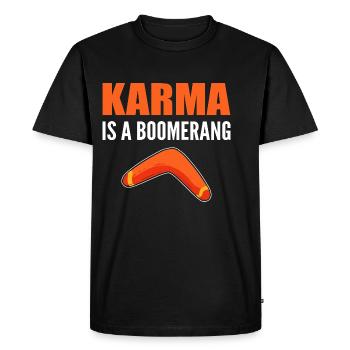 Karma Boomerang Sarkastische Person Gift - Männer Premium Bio T-Shirt - Schwarz - Vorne - Nico (187cm)