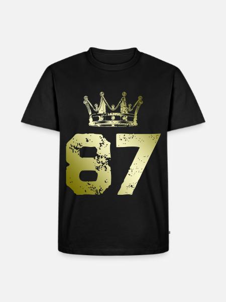 87 Zahl Krone - Männer Premium Bio T-Shirt - Schwarz