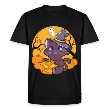 Halloween Cat Witch - Men's Premium Organic T-Shirt - black - Front - Nico (187cm)