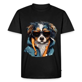 Urban Paws: Streetwise Dog Vibes | Dog lovers - Men's Premium Organic T-Shirt - black - Front - Nico (187cm)