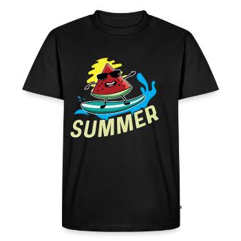 Surfer -Watermelon Surfer or Swimmer Geschen - Men's Premium Organic T-Shirt - black - Front - Nico (187cm)