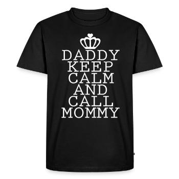 Papa appelle maman, papa garde le calme et appelle maman - T-shirt Premium bio Homme - noir - Devant - Nico (187cm)