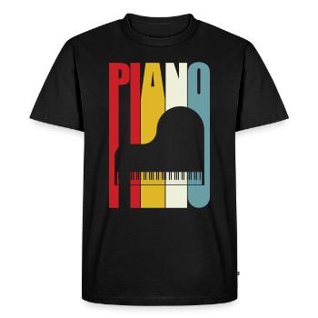 Grand Piano Retro 70s 80s Clavier Pianist Gift - Men's Premium Organic T-Shirt - black - Front - Nico (187cm)