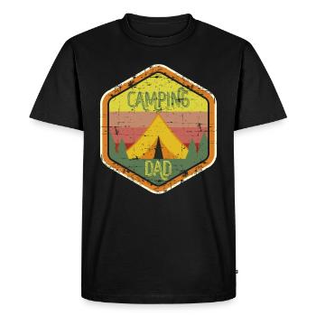 Camping Dad Tent Camper Gift Idea Vintage - Men's Premium Organic T-Shirt - black - Front - Nico (187cm)