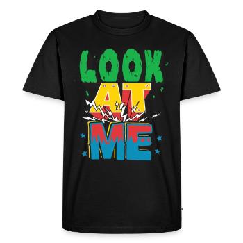 Look at me T-shirt with a cool design - Men's Premium Organic T-Shirt - black - Front - Nico (187cm)